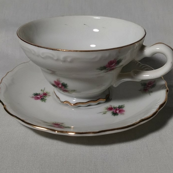 Vintage Pink Rose Tea Cup & Saucer Set - Picture 1 of 8